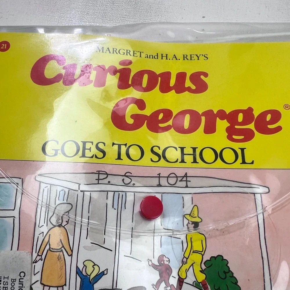 Curious George Goes to School Carry-Along Book & Cassette Tape Set Vintage 1990